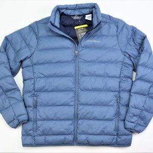 New Eddie Bauer Men's Packable Down Jacket Size XXL Water Repellent Lite Blue